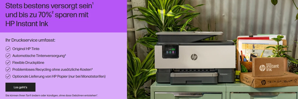Mit HP Instant Ink sparen Sie bis zu 70% Ihrer Druckkosten