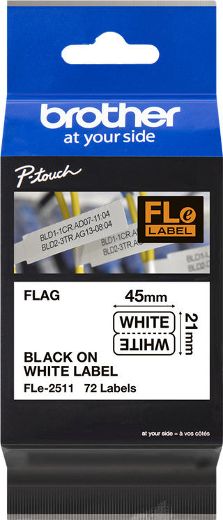 brother-fle-2511-einzelfaehnchen-etikett-21-x-45mm-schwarz-auf-weiss