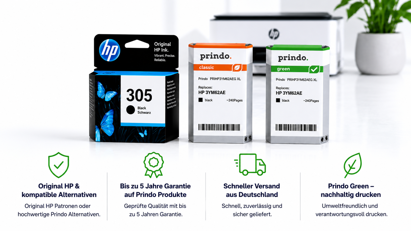 HP Druckerpatronen Original HP Prindo Classic und Prindo Green