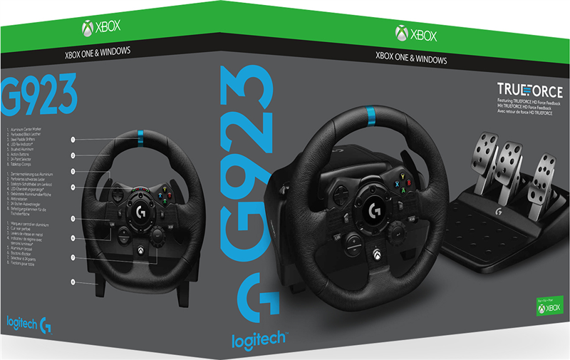 Logitech G923 TRUEFORCE Lenkrad mit Pedalen für PlayStation & PC Schwa