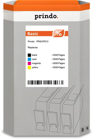 Prindo Basic Multipack kompatibel mit HP 913A Schwarz/Cyan/Magenta/Gelb