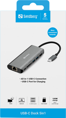 sandberg-dockingstation-usb-c-hdmi-lan-sd-usb100w-grey-2